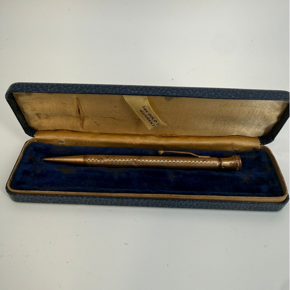 EZ-RITE 14k Gold filled Mechanical Pencil Vintage original velvet box Works